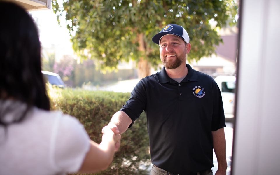 Technician Meeting Customer Photo